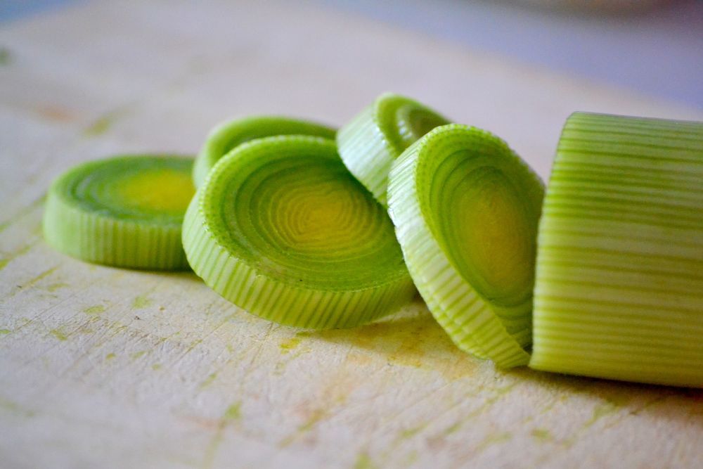 Leek and Sausage Fusilli  scallions