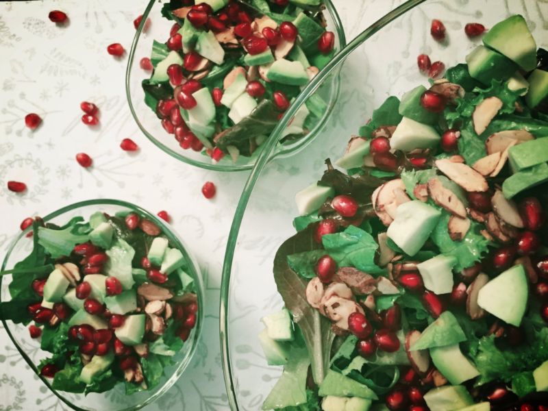 pomegranates on a salad