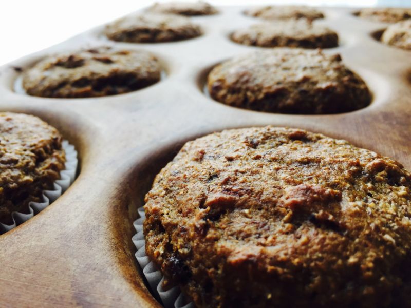 High Fibre Prune And Flaxseed Muffins