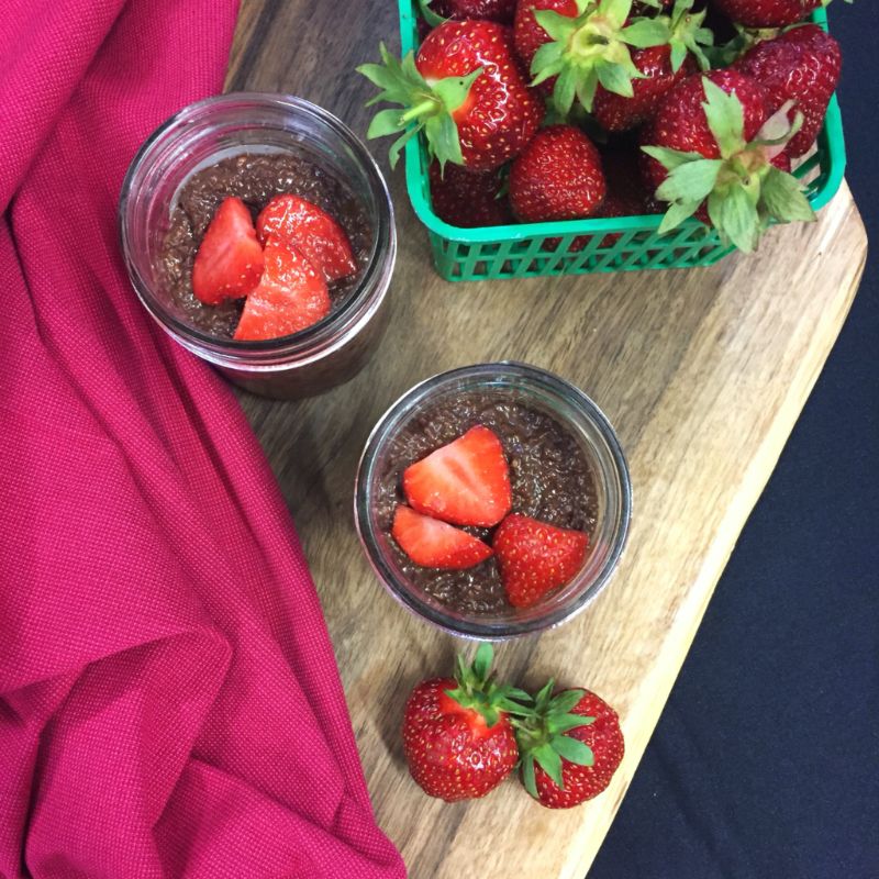 Chocolate Chia Pudding With Fresh Strawberries