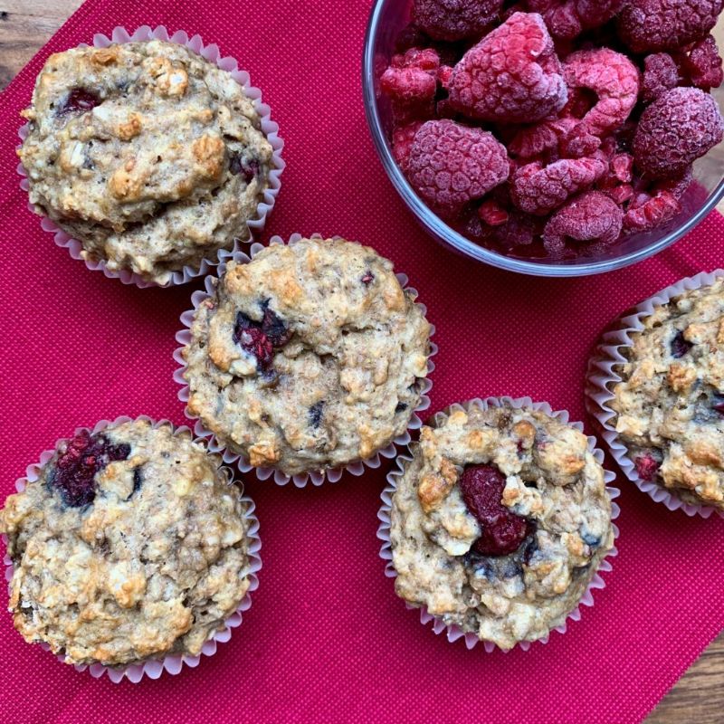 Vegan Banana Raspberry Muffins